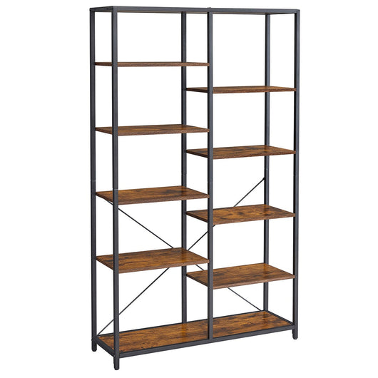 Mobile contenitore a 5 ripiani 100 x 30 x 170 cm libreria per bambini per soggiorno camera da letto bagno cucina corridoio facile da montare marrone rustico e nero 12_0006402