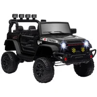 Auto elettrica per bambini UTV con telecomando 2,4G, 2 motori da 12V, musica, clacson, luci LED, 100x63x65cm, nero