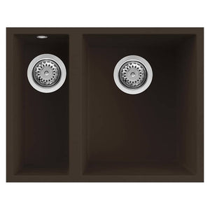 Lavello Elleci Incasso 2 vasche 56x44 Quadra 150 Sottotop Granitek Espresso Marrone LGQ15078BSO