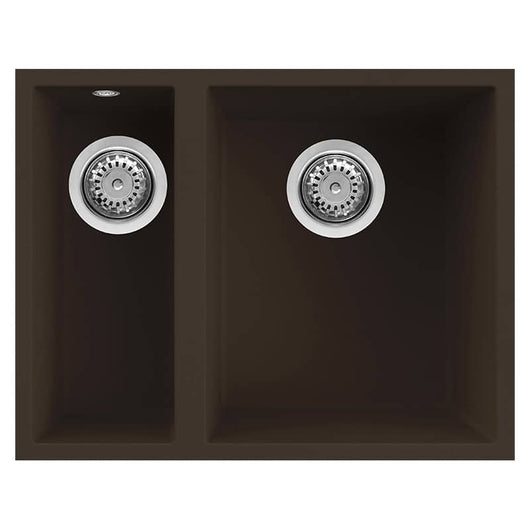 Lavello Elleci Incasso 2 vasche 56x44 Quadra 150 Sottotop Granitek Espresso Marrone LGQ15078BSO