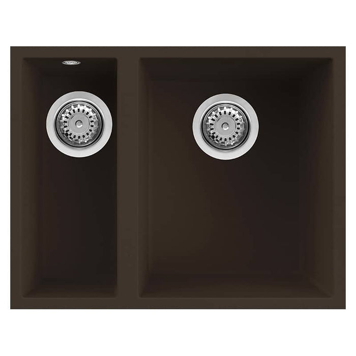 Lavello Elleci Incasso 2 vasche 56x44 Quadra 150 Sottotop Granitek Espresso Marrone LGQ15078BSO