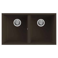 Lavello Elleci Incasso 2 vasche 76x43,5 Quadra 350 Sottotop Granitek Espresso Marrone LGQ35078BSO
