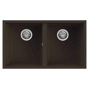 Lavello Elleci Incasso 2 vasche 76x43,5 Quadra 350 Sottotop Granitek Espresso Marrone LGQ35078BSO