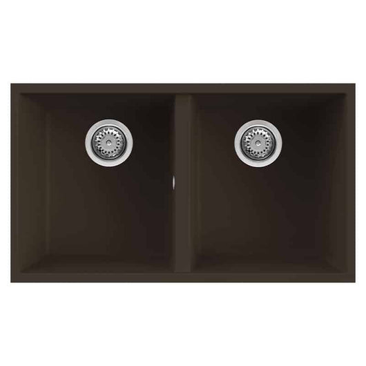 Lavello Elleci Incasso 2 vasche 76x43,5 Quadra 350 Sottotop Granitek Espresso Marrone LGQ35078BSO