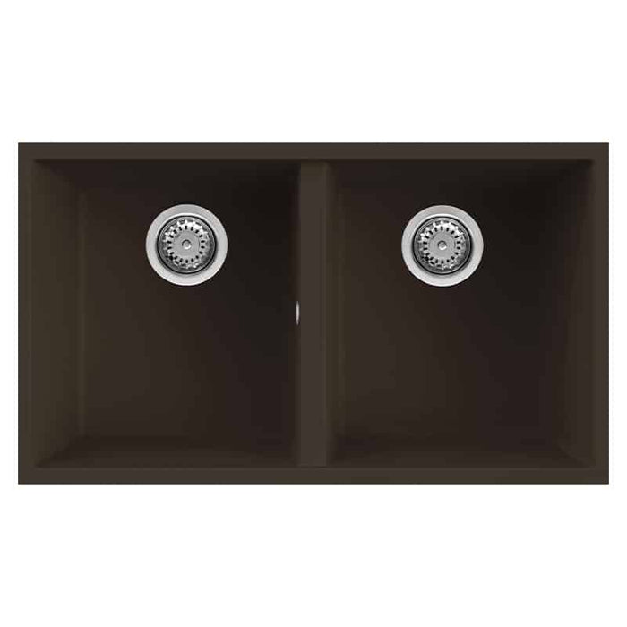 Lavello Elleci Incasso 2 vasche 76x43,5 Quadra 350 Sottotop Granitek Espresso Marrone LGQ35078BSO