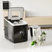 Macchina del Ghiaccio per Casa Autopulente Professionale 2L, 9 Cubetti in 8 Minuti, Fabbricatore Ghiaccio 90W Nero 21.2x29.5x32.6cm