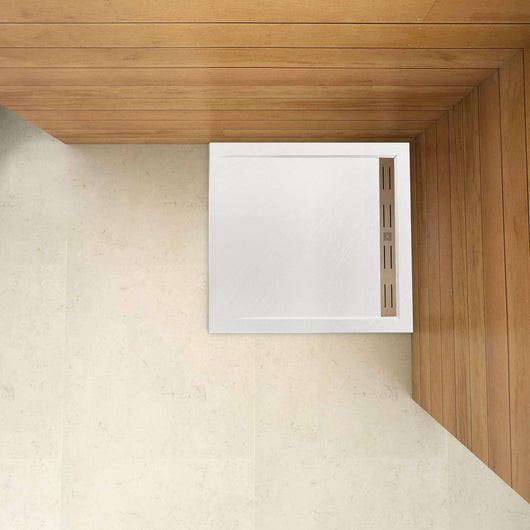 Piatto Doccia Quadrato 80x80x3cm in Pietra Vulcanica e Resina Mista Finitura Pietra Bianca Ruvida Ultraslim 3 cm Antiscivolo Antibatterico