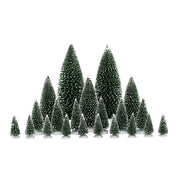Set 21 Pini Alberi Assortiti per Villaggi Natalizi Varie Dimensioni in Poliestere Verde