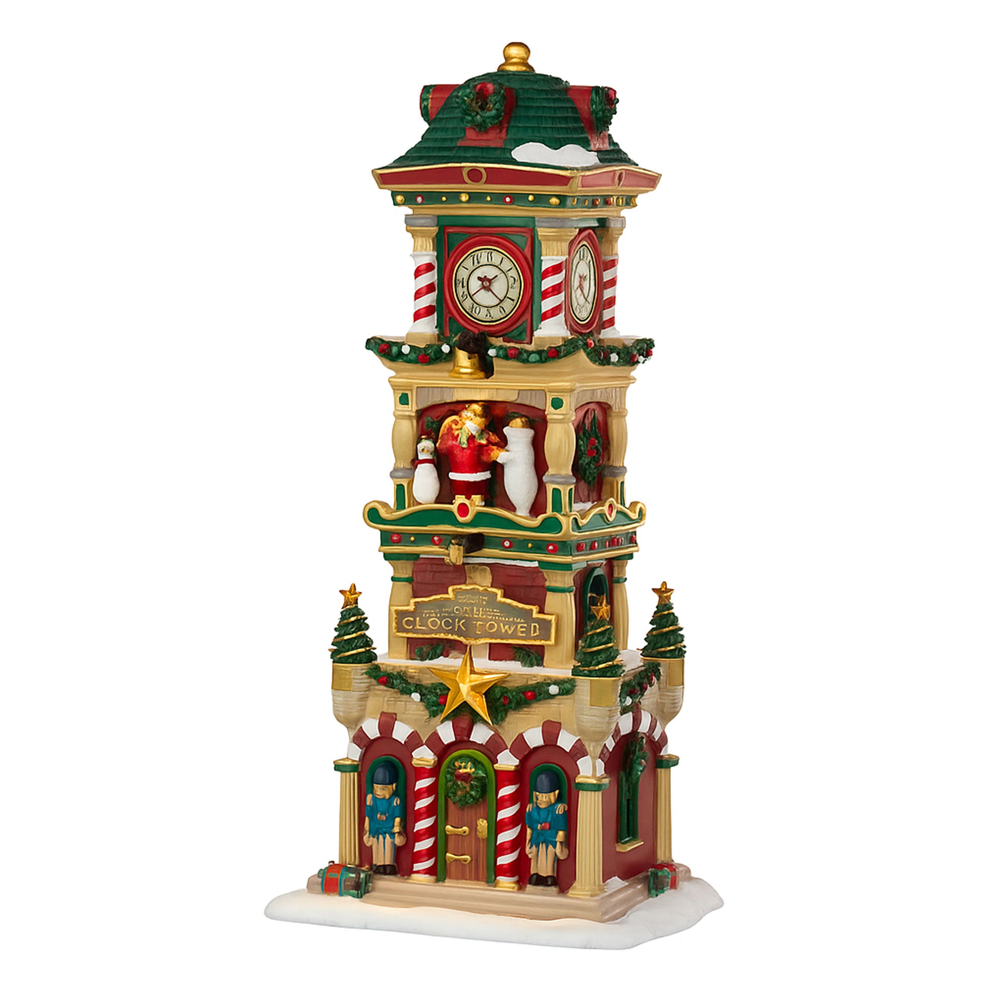 Villaggio Natalizio Torre con Orologio 13,7x28,8x11,1 cm con Luci e Suoni