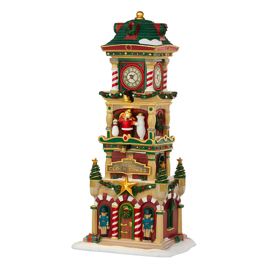 Villaggio Natalizio Torre con Orologio 13,7x28,8x11,1 cm con Luci e Suoni