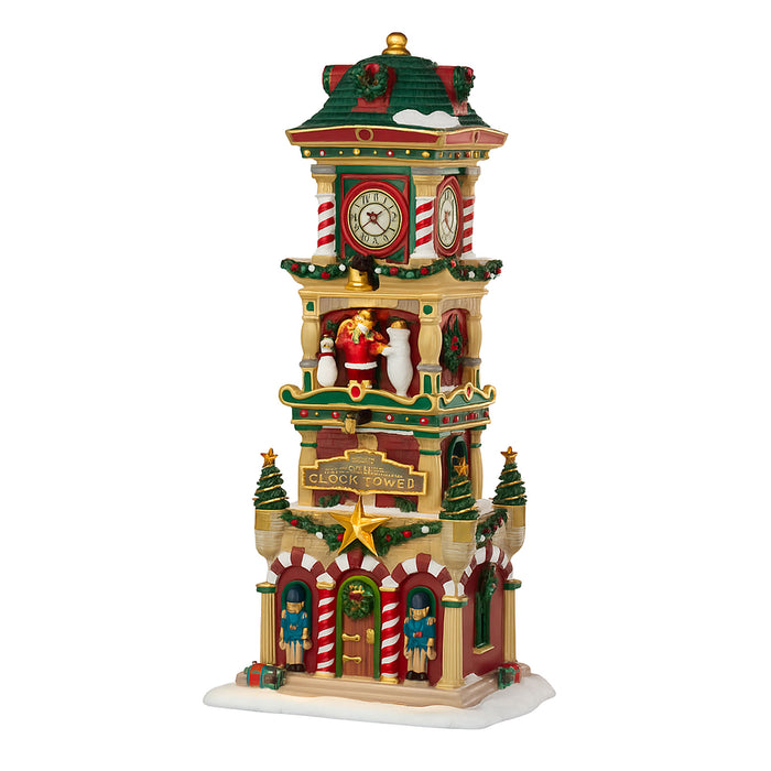 Villaggio Natalizio Torre con Orologio 13,7x28,8x11,1 cm con Luci e Suoni