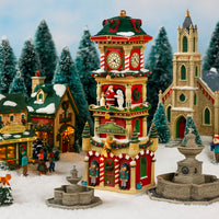 Villaggio Natalizio Torre con Orologio 13,7x28,8x11,1 cm con Luci e Suoni