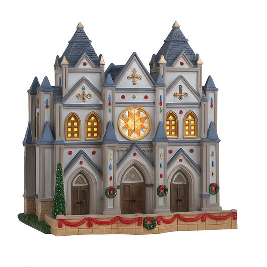 Villaggio Natalizio Cattedrale 18,5x15,5x22,2 cm con Luci e Suoni