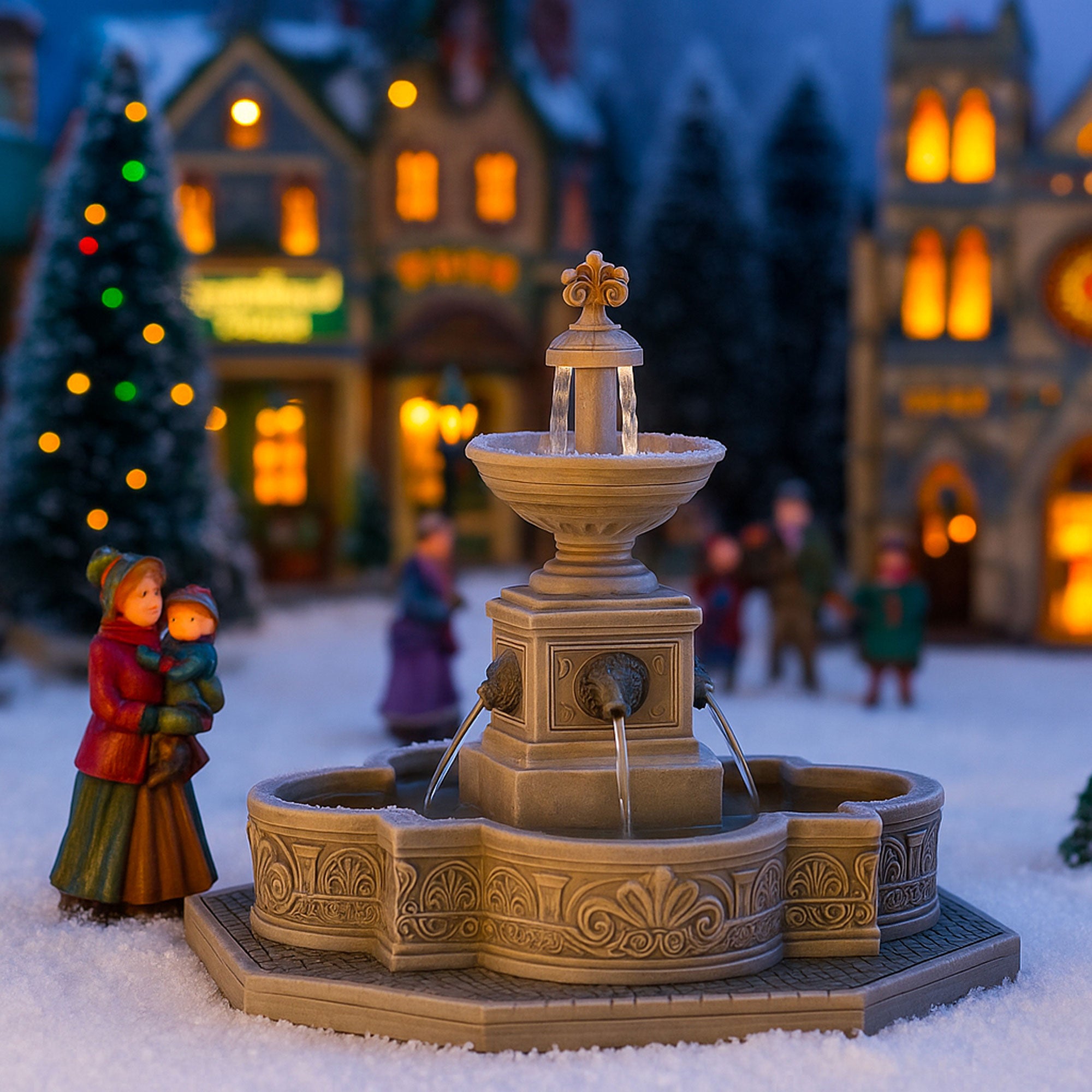 Villaggio Natalizio Fontana Modulare 22,5x19,5x18 cm con Effetto Acqua Realistico