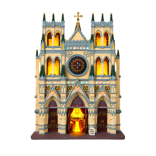 Villaggio Natalizio Cattedrale di San Patrizio 33x24x9,5 cm con Luci e Suoni