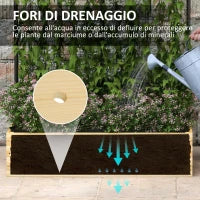 Fioriera con Grigliato e 2 Fori di Drenaggio, in Legno di Abete e Acciaio, 80x38x145 cm
