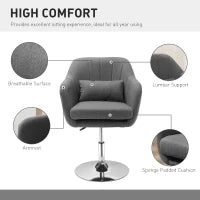 Poltroncina Girevole con Braccioli e Altezza Regolabile, 57x57x77.5-87cm, Grigio