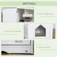Mobile Lettiera per Gatti a 2 Ante con Divisorio Interno Regolabile, 86x48x52 cm, Bianco