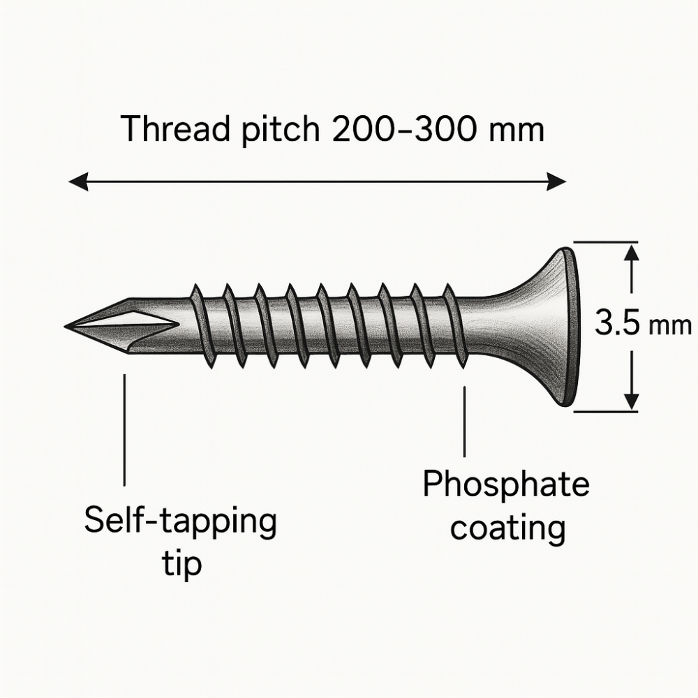 Viti cartongesso lamiera 3,5 x 25 mm punta trapano confezione 1000 pezzi