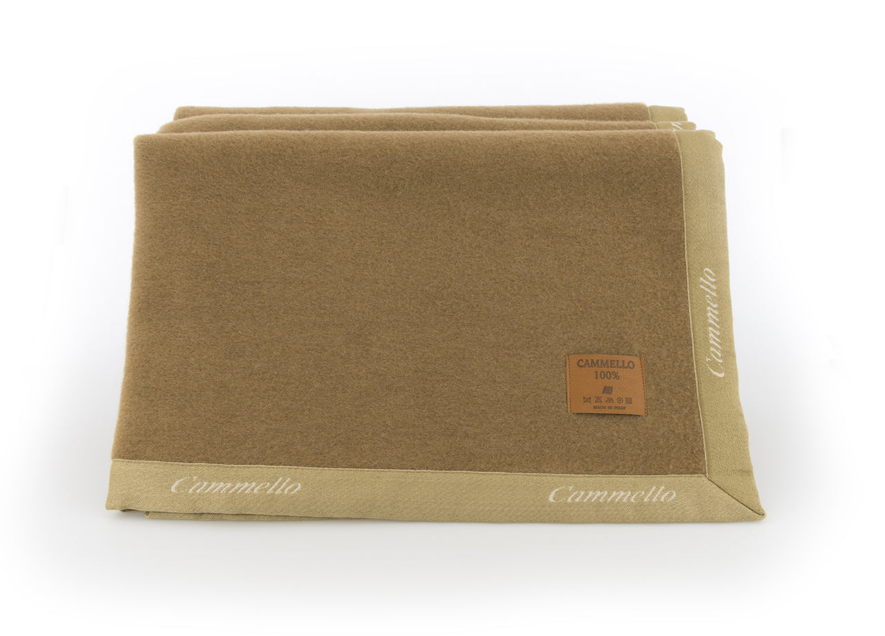 Coperta Invernale In 100% Pura Lana Di Cammello - Matrimoniale - Cammello