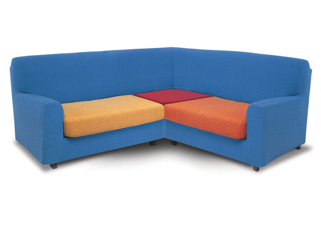 Copridivano Angolare Elasticizzato In Tinta Unita Modello New York L.T - 5 Posti - Azzurro