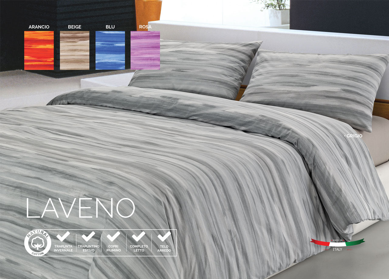 Telo Arredo Multiuso Copritutto In 100% Cotone Disegno Laveno - Matrimoniale - Blu