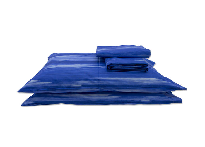 Copripiumino Sacco Piumone In 100% Cotone Disegno Laveno - 1 Piazza e Mezza - Blu