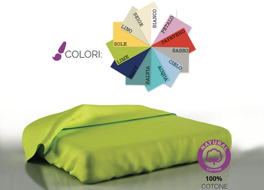 Lenzuolo Sopra Cordonetto In 100% Cotone In Tinta Unita Modello L.T - Singolo - Bianco