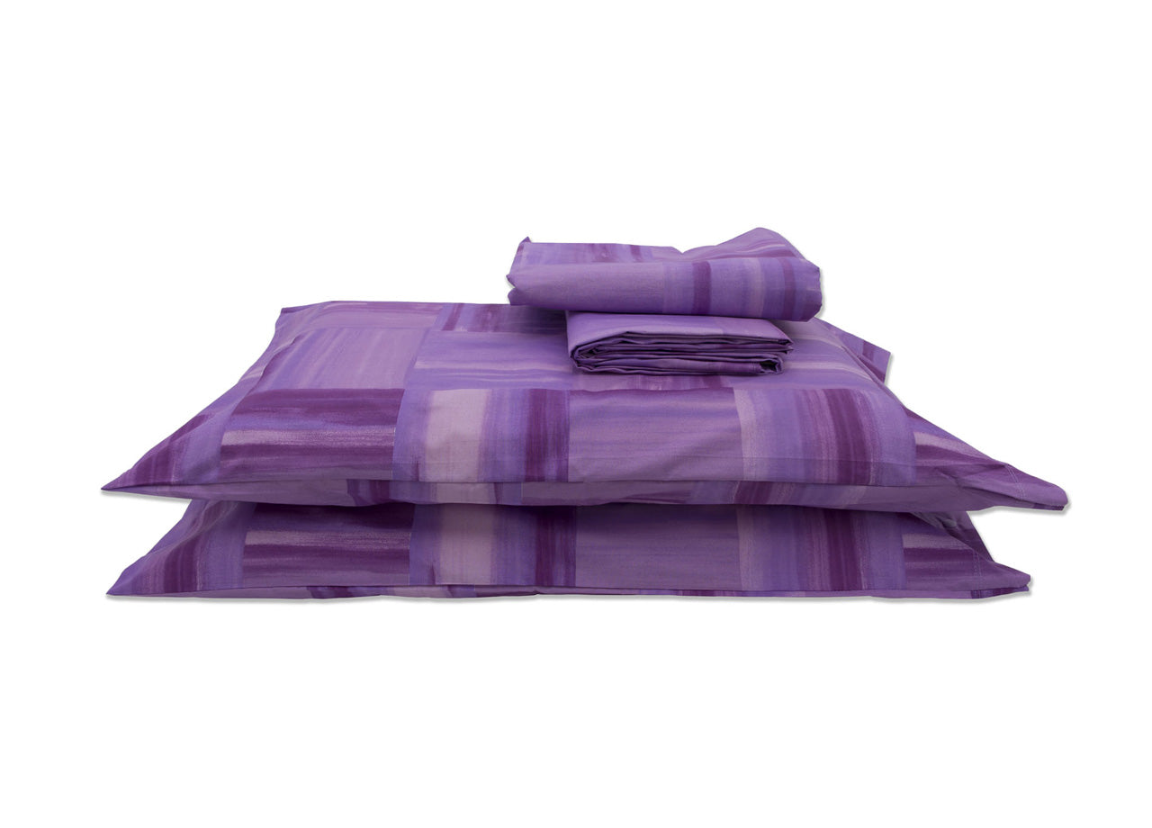 Completo Lenzuola In 100% Cotone Disegno Varazze - Singolo - Lilla