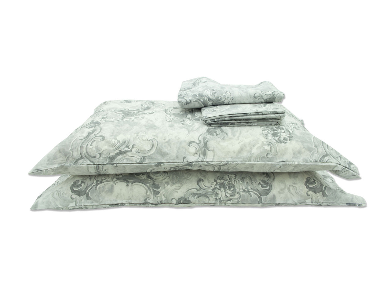 Completo Lenzuola In 100% Cotone Disegno Vigata - Matrimoniale - Grigio