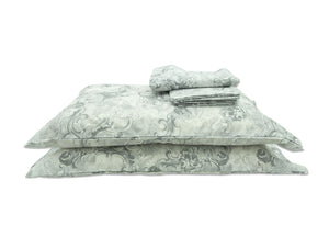 Completo Lenzuola In 100% Cotone Disegno Vigata - Matrimoniale - Grigio