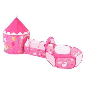 Parco giochi pop-up 3 in 1 con tenda a tunnel e piscina di palline a tema unicorno idea regalo per festa di compleanno rosa 12_0002284