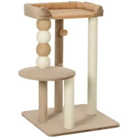 Albero Tiragraffi per Gatti con Piattaforma e Torre per Arrampicata 56x54x86 cm Marrone