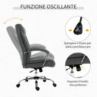 Sedia da Ufficio Imbottita e Girevole in Tessuto Traspirante, 65x78x110-120cm, Grigio
