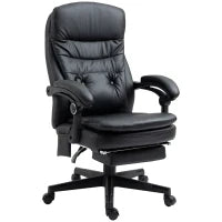 Sedia da Ufficio Massaggiante in Similpelle con Presa USB, 64x69x107-115cm, Nero