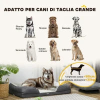 Lettino per Cani Taglia Grande Imbottito con Cuscino Rimovibile Lavabile, 120x80x22cm, Grigio Carbone