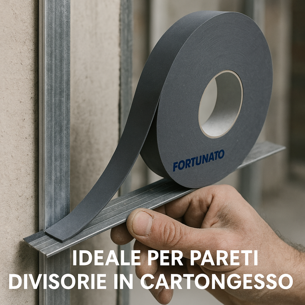 Nastro monoadesivo guarnizione acustica cartongesso 70 mm x 30 m spessore 4 mm