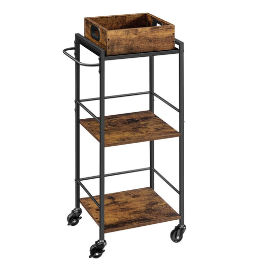 Carrello da cucina in stile industriale con vassoio estraibile con piedini regolabili e ruote ripiano cucina struttura in ferro 65 x 40 x 86 cm marrone rustico 12_0005298