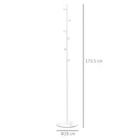 Appendiabiti da Terra Autoportante con 6 Ganci a Disco in Acciaio e Base in Ardesia, Bianco