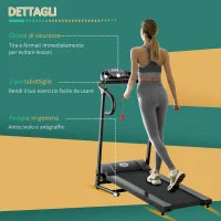 Tapis Roulant Elettrico Pieghevole Salvaspazio, Tapis Roulant Professionale con Display LCD, Velocità 0.8-10km/h e 12 Programmi, Potenza 500W, per Casa e Ufficio, Nero