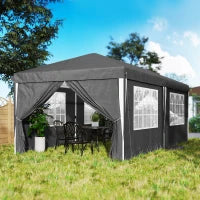 Gazebo 3x6 m per 12-18 Persone ad Altezza Regolabile con Fori di Drenaggio, in Metallo e Tessuto Oxford Grigio