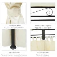 Gazebo da Giardino 4x3m con 6 Pareti Rimovibili in Poliestere Anti UV, Crema