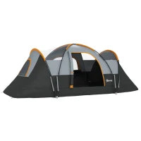 Tenda da campeggio per 5-6 persone, Tenda familiare, Borsa per il trasporto, 4,55x2,2x1,8m, Grigio Chiaro/Nero