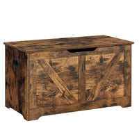 Panca contenitore per scarpe da interno pouf contenitore per giocattoli per bambini con cerniere di sicurezza stile fienile 100 x 40 x 46 cm marrone rustico 12_0005141