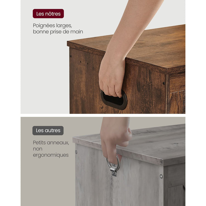 Panca contenitore per scarpe da interno pouf contenitore per giocattoli per bambini con cerniere di sicurezza stile fienile 100 x 40 x 46 cm marrone rustico 12_0005141