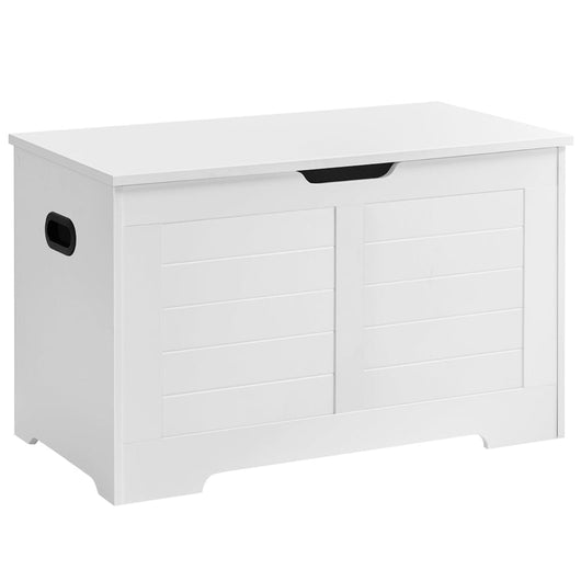 Panca contenitore per scarpe da interno pouf contenitore per giocattoli per bambini con cerniere di sicurezza stile moderno 100 x 40 x 46 cm bianco opaco 12_0005147