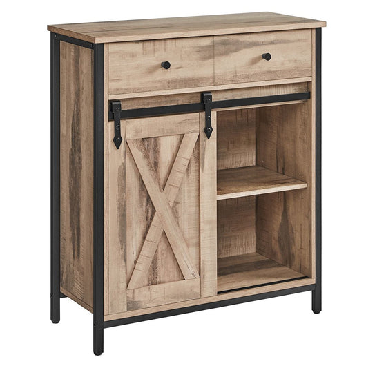 Mobile contenitore credenza mobile da cucina cassettiera con anta scorrevole 30 x 70 x 80 cm marrone industriale in stile fienile 12_0006444
