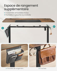 Scrivania elettrica regolabile in altezza con memoria a 4 altezze struttura in acciaio piano spesso 140 x 60 x (72-120) cm marrone rustico e nero 12_0004553
