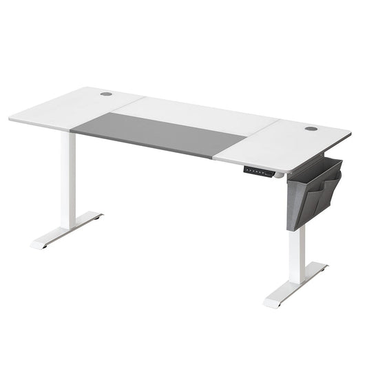 Scrivania elettrica sit-stand 70 x 160 x (72-120) cm tavolo regolabile in altezza con funzione memory 4 impostazioni di altezza tasca portaoggetti struttura in acciaio piano spesso bianco 12_0004549