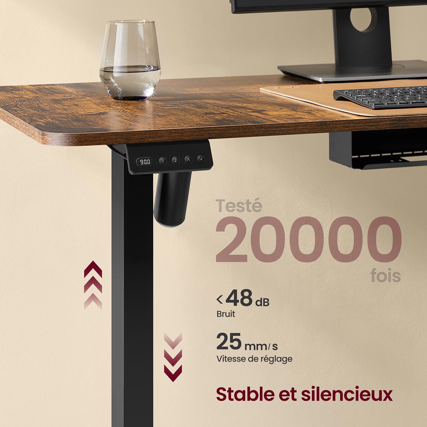 Scrivania angolare regolabile elettricamente in altezza 140 x 160 cm con funzione di memoria per multipresa 2 altezze per telelavoro marrone 12_0004614